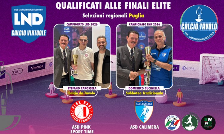 Calcio Tavolo: in Puglia vincono Pink Sport Time e Calimera